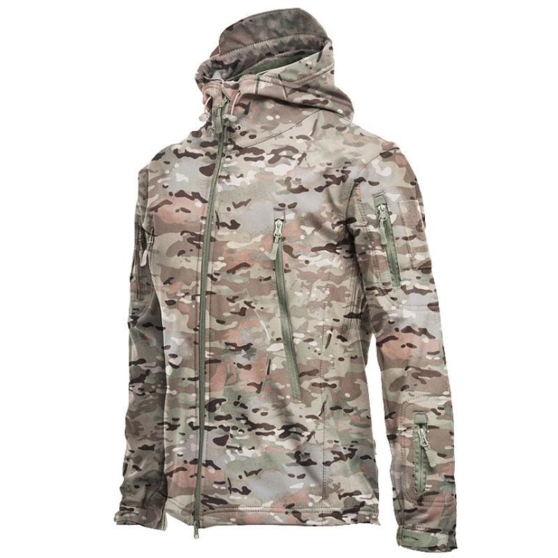 Windproof Waterproof Tactical Fleece Jacket with Thermal Hood Design