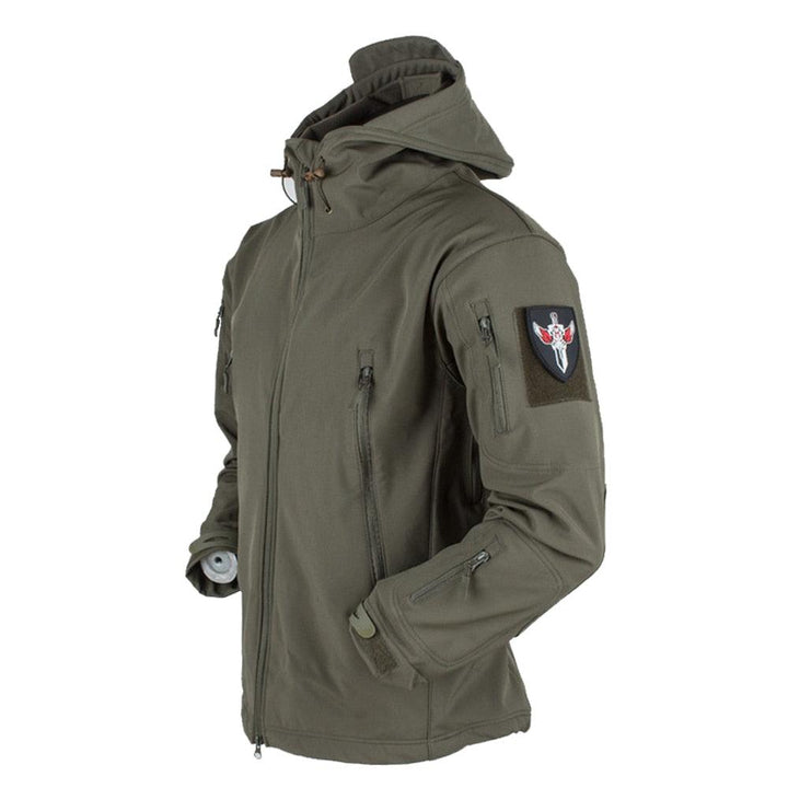 Windproof Waterproof Tactical Fleece Jacket with Thermal Hood Design