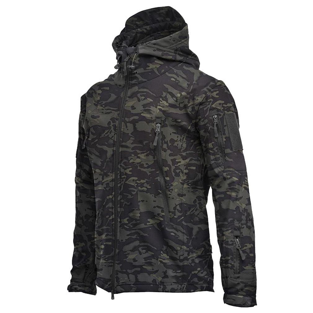 Windproof Waterproof Tactical Fleece Jacket with Thermal Hood Design