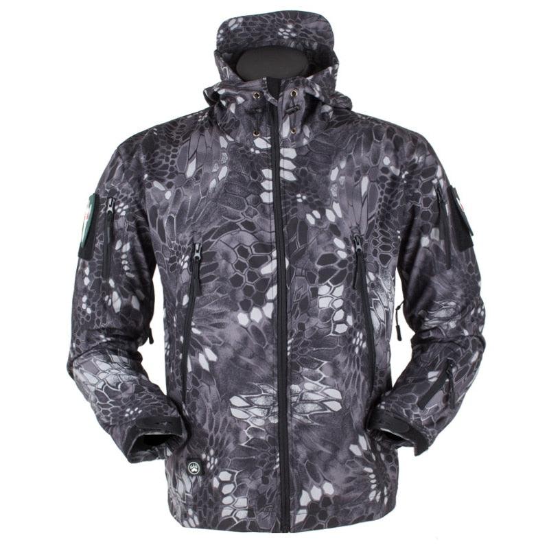 Windproof Waterproof Tactical Fleece Jacket with Thermal Hood Design
