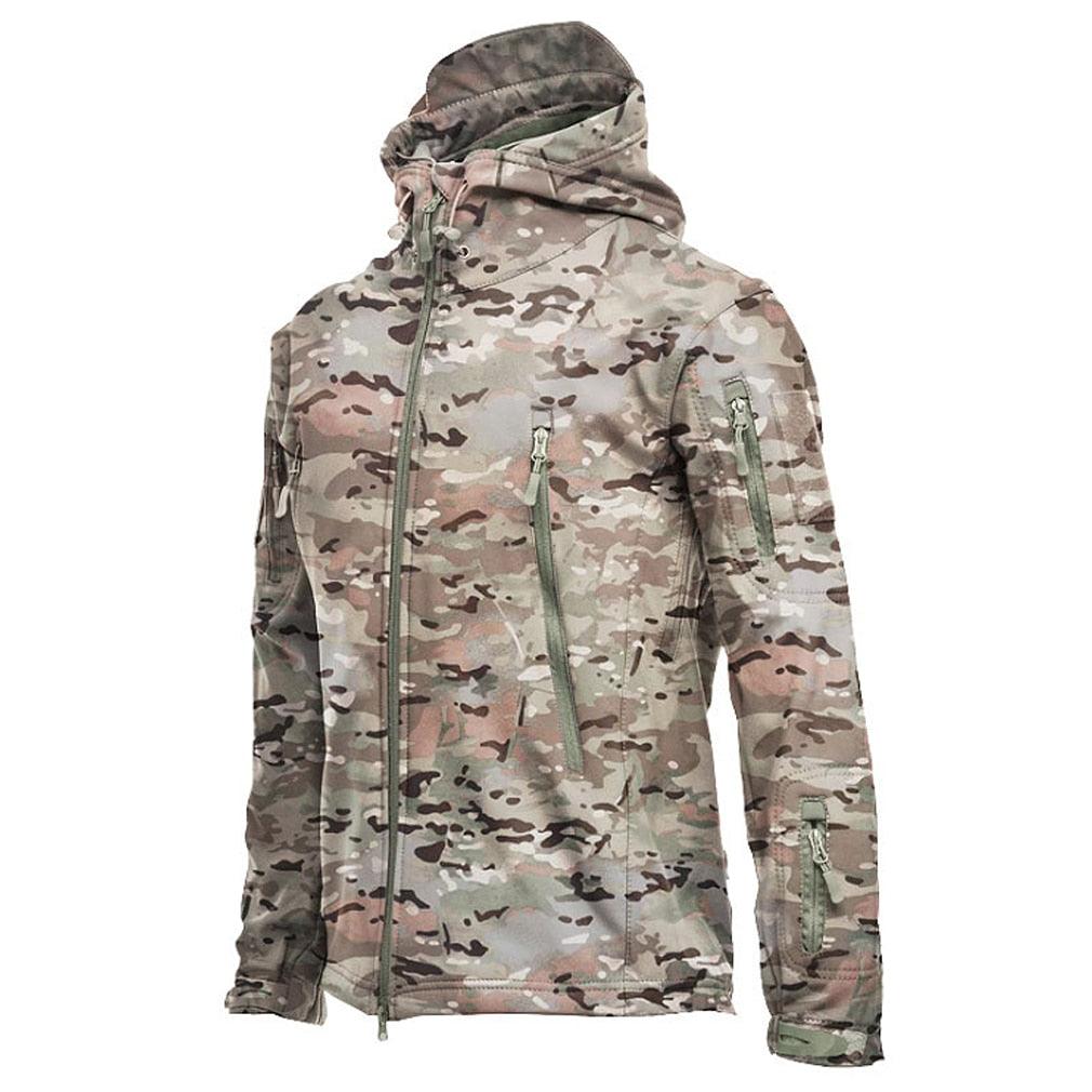 Windproof Waterproof Tactical Fleece Jacket with Thermal Hood Design
