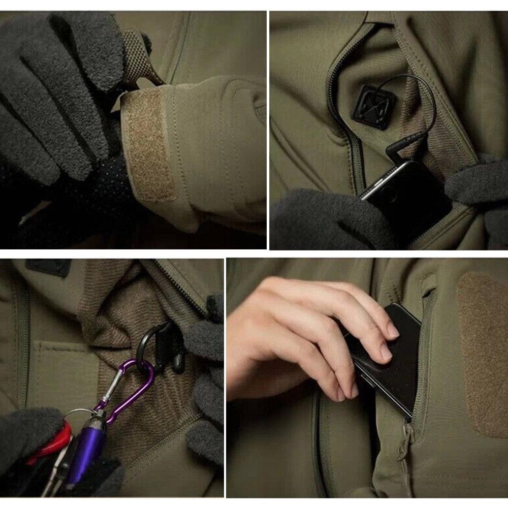 Windproof Waterproof Tactical Fleece Jacket with Thermal Hood Design