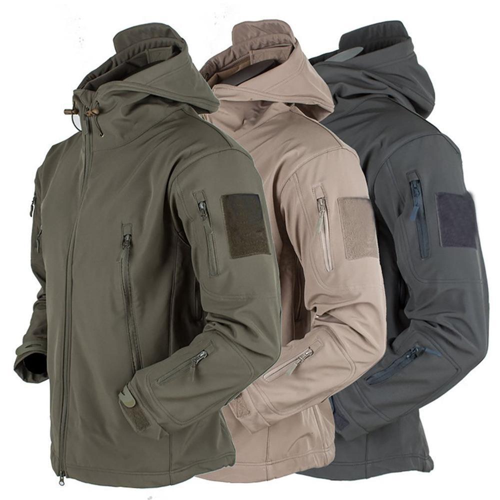 Windproof Waterproof Tactical Fleece Jacket with Thermal Hood Design