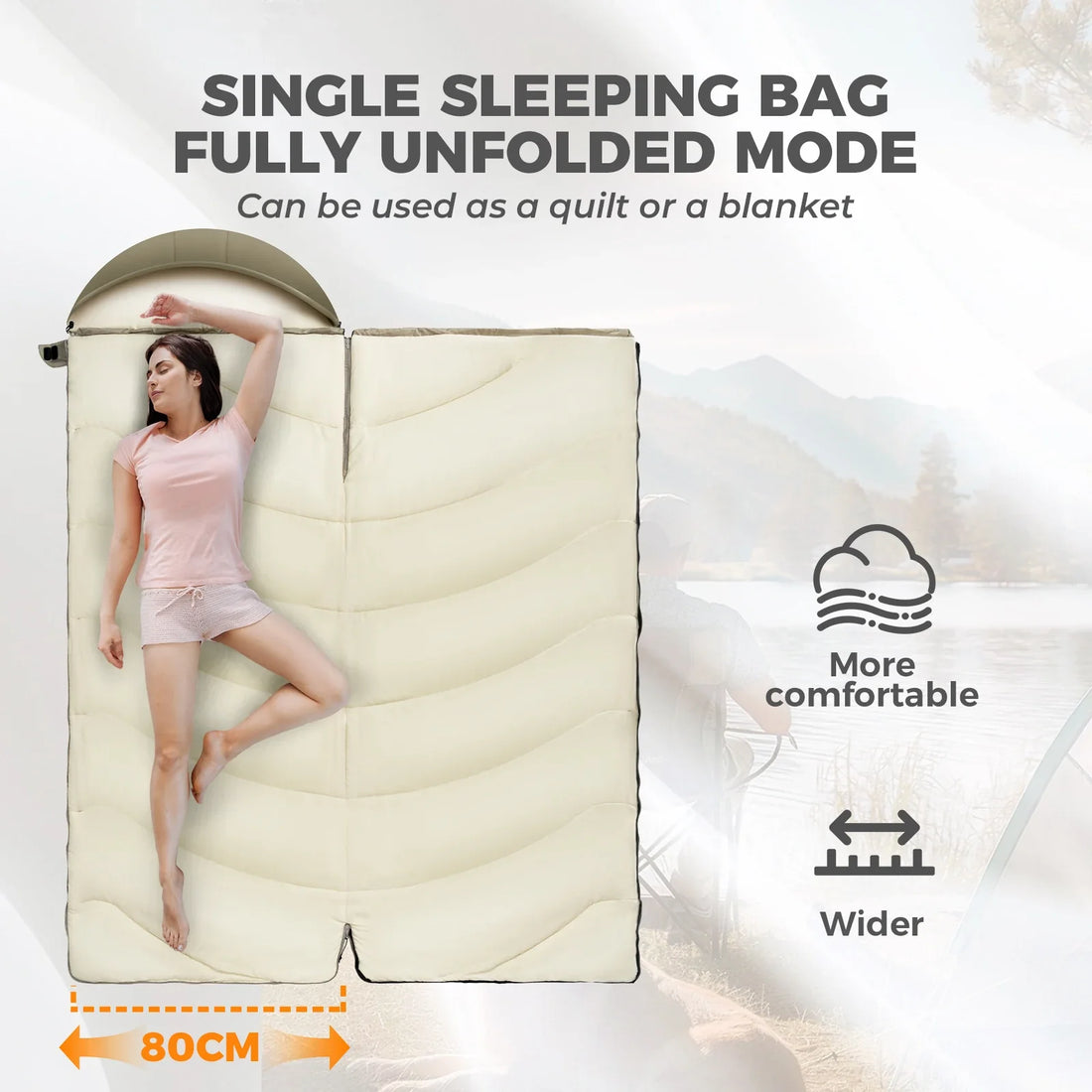 Portable Cotton Envelope Sleeping Bag for Camping and Backpacking