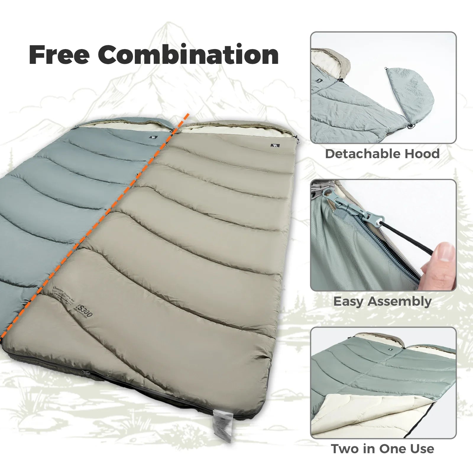 Portable Cotton Envelope Sleeping Bag for Camping and Backpacking
