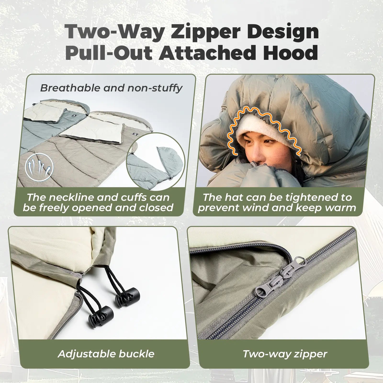 Portable Cotton Envelope Sleeping Bag for Camping and Backpacking
