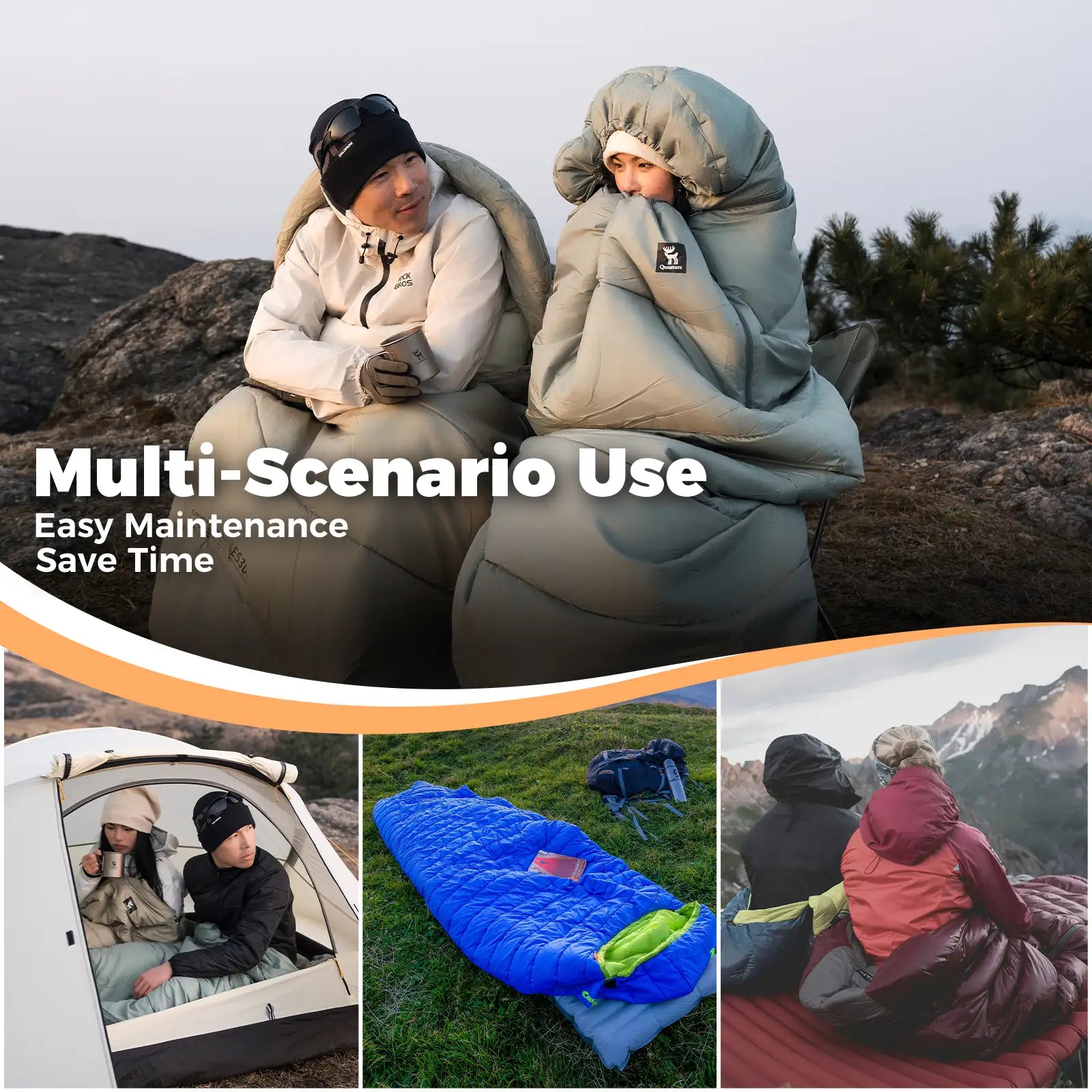 Portable Cotton Envelope Sleeping Bag for Camping and Backpacking