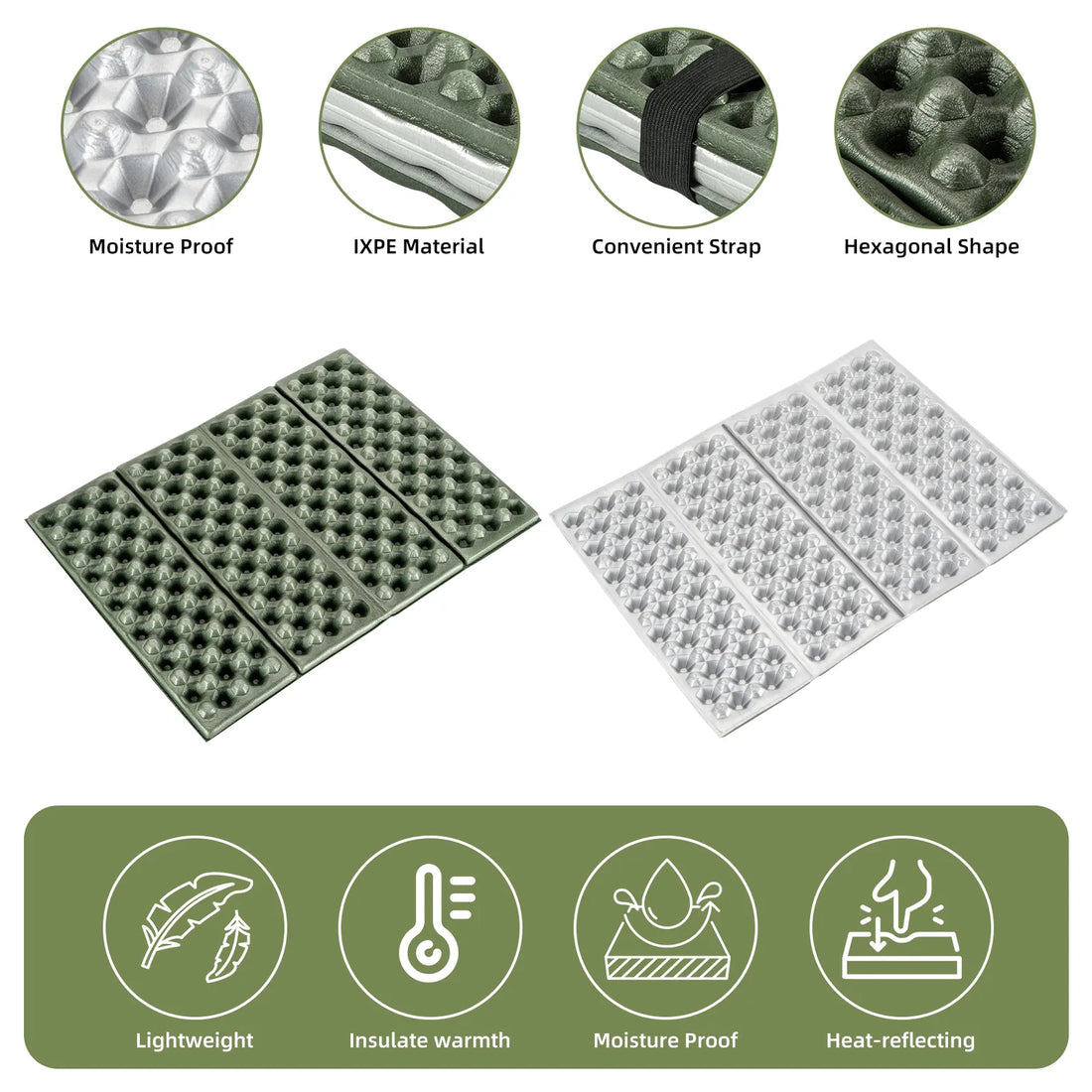 Folding Seat Pad Mat with Foam for Hiking & Camping,  Lightweight & Portable