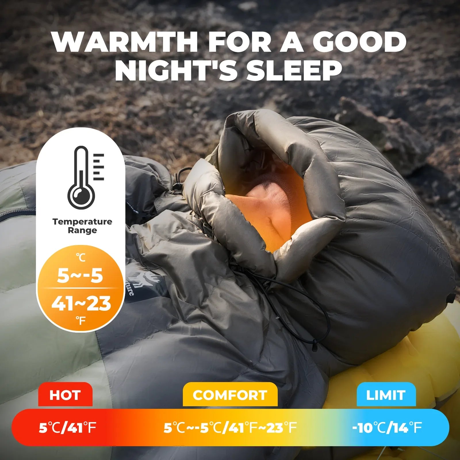 650 Fill Down Mummy Sleeping Bag for Camping Backpacking Trips