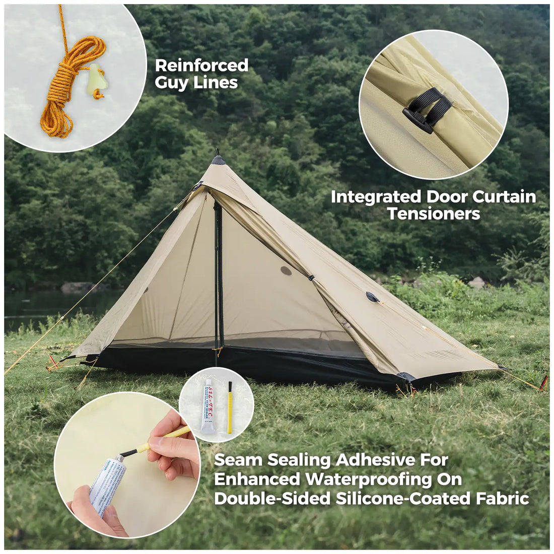 Ultralight Tent Rodless Rainproof Easy Setup for Outdoor Camping